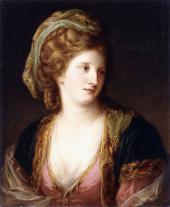 Portrait Of The Artist Wearing A Pink Dress By Angelica Kauffman
