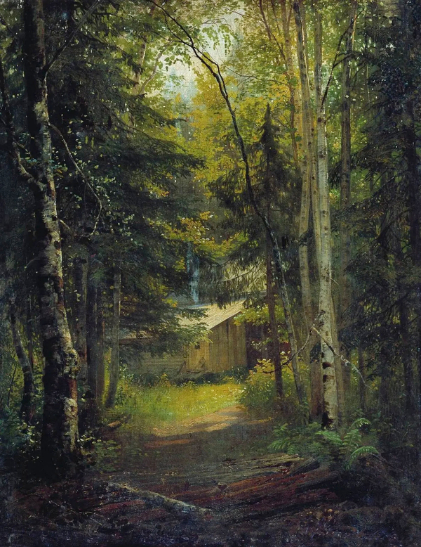 A Lodge in the Woods 1870 by Ivan Shishkin | Oil Painting Reproduction