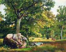 A Sunny Day in the Forest Oaks 1891 By Ivan Shishkin