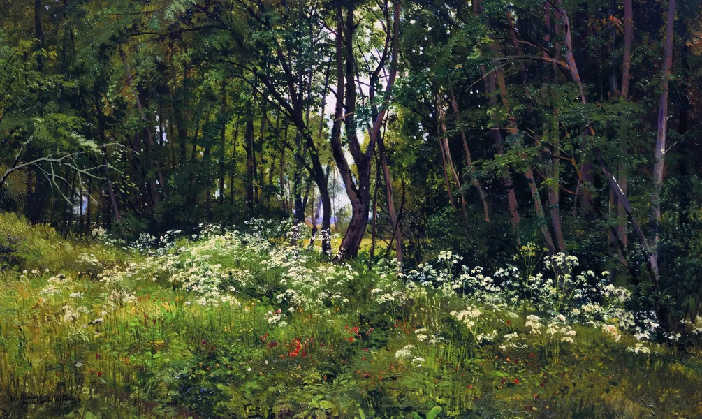Flowers in the Woods 1893 by Ivan Shishkin | Oil Painting Reproduction