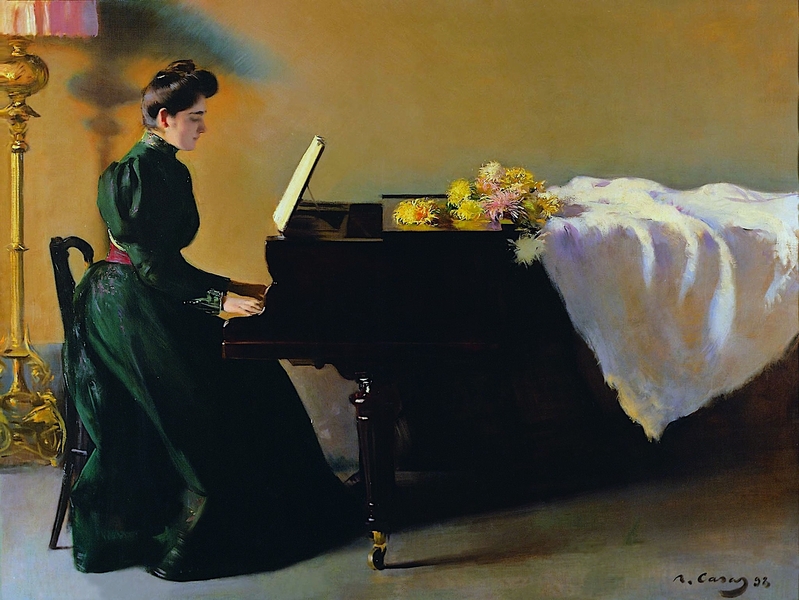 Dona Al Piano by Ramon Casas | Oil Painting Reproduction