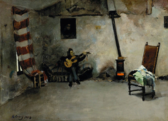 Musician In The Interior Of The Studio By Ramon Casas
