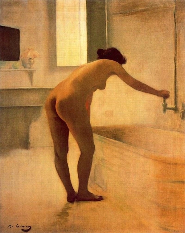 Nude Bathroom Dials by Ramon Casas | Oil Painting Reproduction