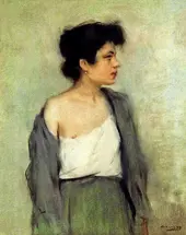 Portrait Of A Semi Nude Girl By Ramon Casas