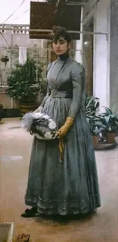 Portrait Of Eliza Casas On The Veranda By Ramon Casas