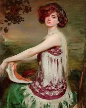 Portrait Of Julia Seated On A Chair By Ramon Casas