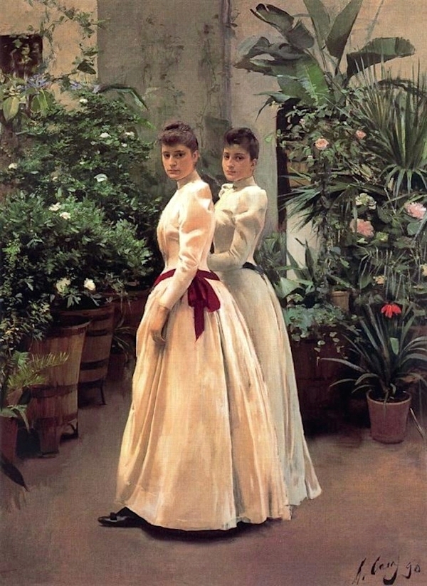 Portrait Of Two Young Ladies by Ramon Casas | Oil Painting Reproduction