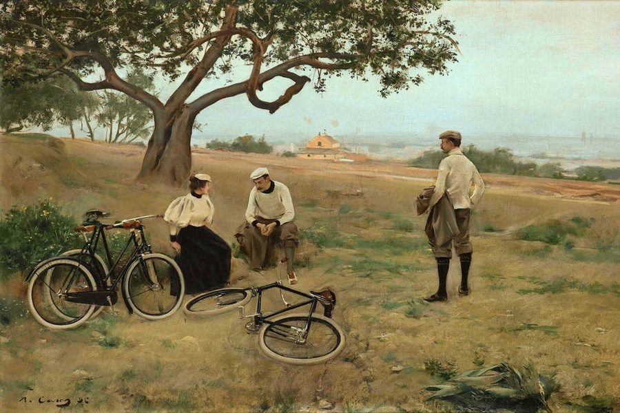 Resting Cyclists Straggler Cyclists | Oil Painting Reproduction