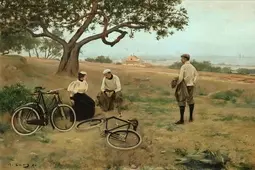 Resting Cyclists Straggler Cyclists By Ramon Casas