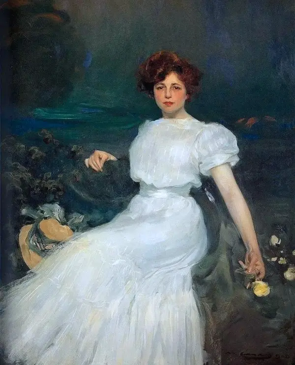 Senora Baladia With A Yellow Rose By Ramon Casas