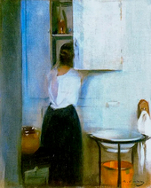 Woman Getting Ready To Meet The Day By Ramon Casas