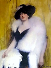 Woman In A White Boa By Ramon Casas