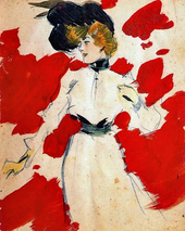 Woman On A Red Background By Ramon Casas