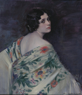 Young Woman With A Colorful Shawl By Ramon Casas