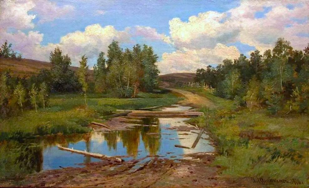 Forest Landscape Road 1876 by Ivan Shishkin | Oil Painting Reproduction