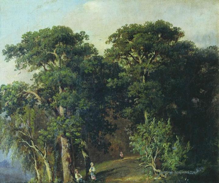 Forest Landscape with Figures 1880 | Oil Painting Reproduction