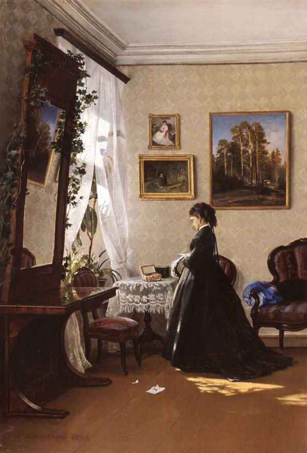 In Front of the Mirror Reading the Letter 1870 | Oil Painting Reproduction