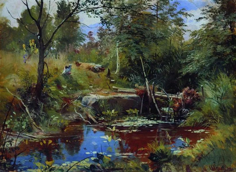 Landscape with Bridge by Ivan Shishkin | Oil Painting Reproduction