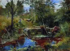 Landscape with Bridge By Ivan Shishkin