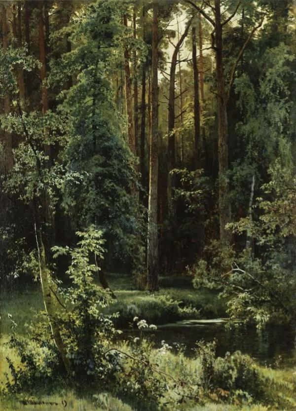 Landscape with Forest Lake 1889 | Oil Painting Reproduction