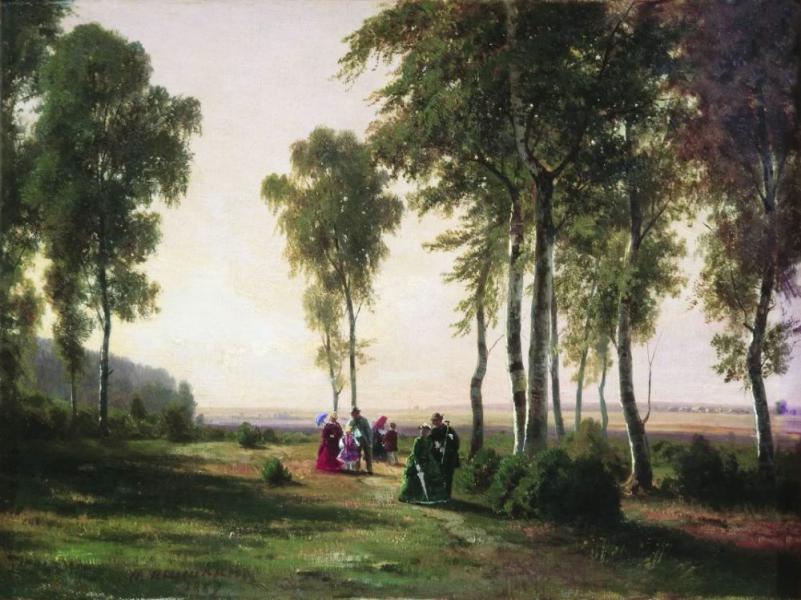 Landscape with Walking 1869 by Ivan Shishkin | Oil Painting Reproduction