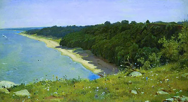 On the Shore of the Sea 1889 By Ivan Shishkin
