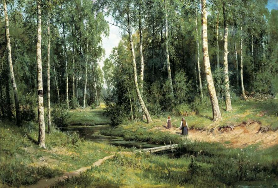 Stream in the Birch Forest 1883 | Oil Painting Reproduction
