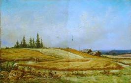 Summer Landscape with Two Houses By Ivan Shishkin