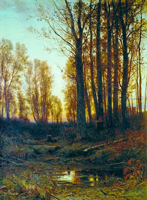 Twilight Sunset 1879 by Ivan Shishkin | Oil Painting Reproduction