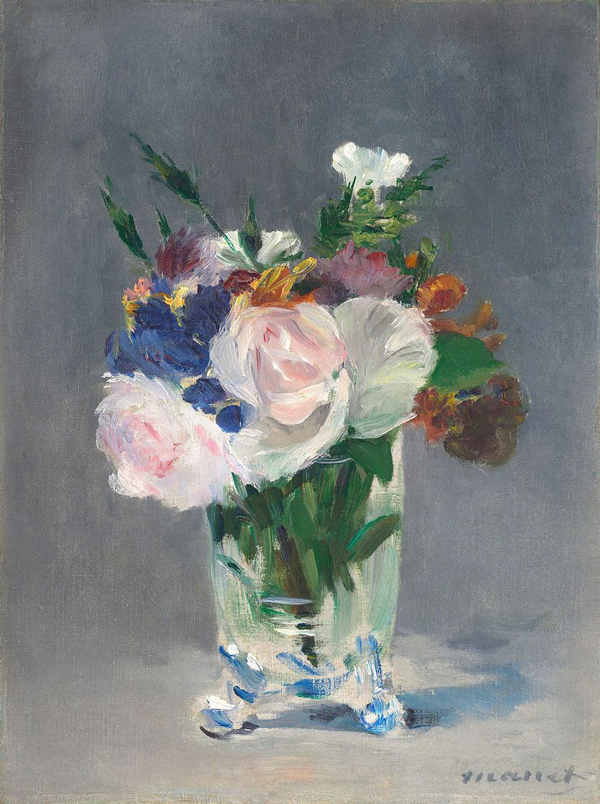 Flowers in a Crystal Vase by Edouard Manet | Oil Painting Reproduction