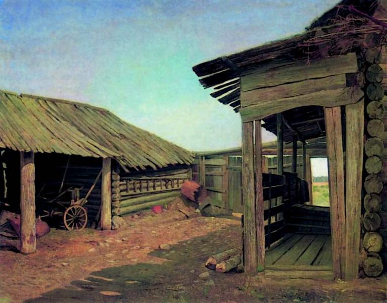 Village Courtyard 1860 by Ivan Shishkin | Oil Painting Reproduction