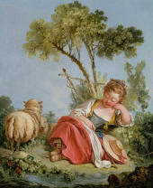 The Little Shepherdess By Francois Boucher