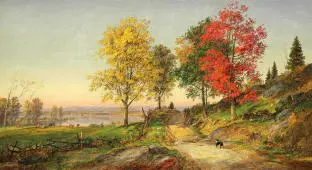 Greenwood Lake 1879 Dog Road Cattle By Jasper Francis Cropsey