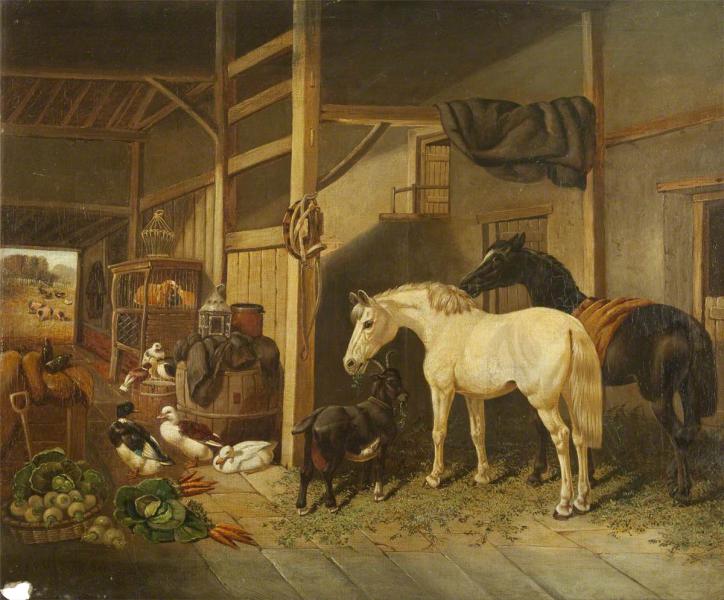 A Stable Interior by Joseph Clark | Oil Painting Reproduction