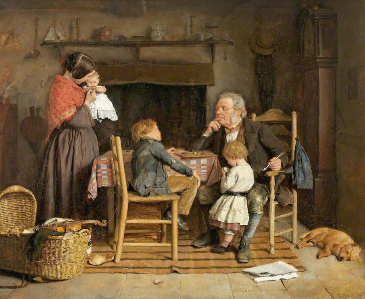 The Draughts Players 1859 by Joseph Clark | Oil Painting Reproduction