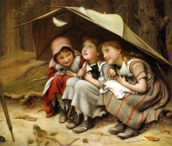 Three Little Kittens 1883 by Joseph Clark | Oil Painting Reproduction