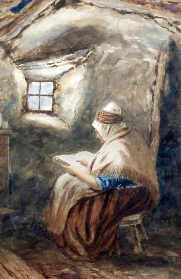 Woman Reading In An Interior by Joseph Clark | Oil Painting Reproduction