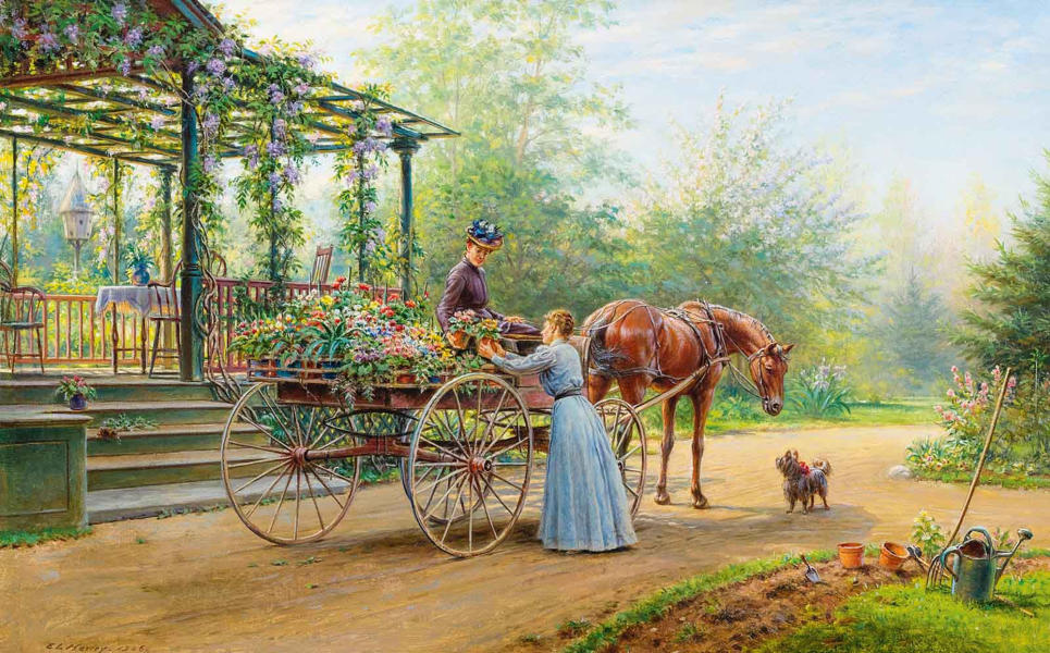 Flower Seller by Edward Lamson Henry | Oil Painting Reproduction