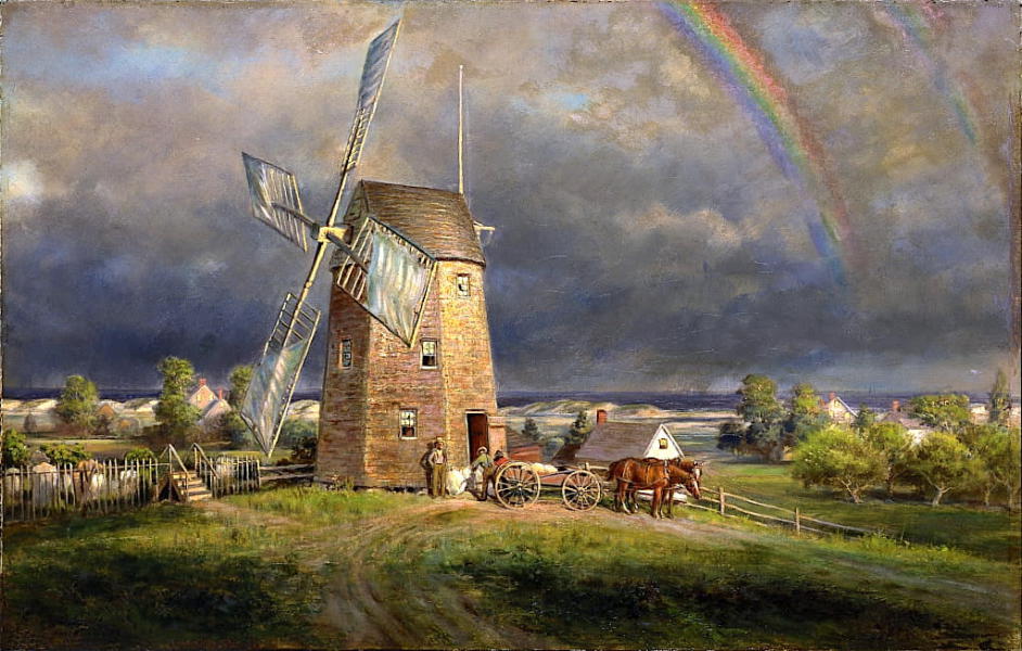 Old Hook Mill Easthampton c1880 | Oil Painting Reproduction