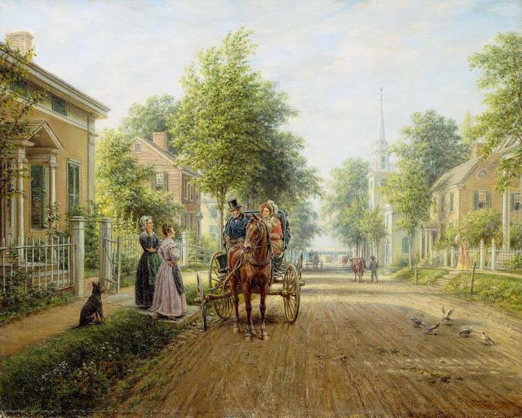 On the Way to Town 1907 by Edward Lamson Henry | Oil Painting Reproduction