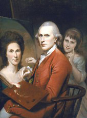 Self Portrait with Angelica and Portrait of Rachel By Charles Willson Peale