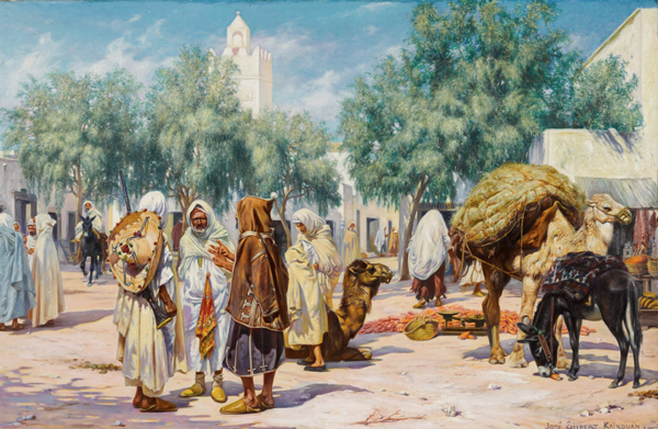 Market in Kairouan Tunisia by Jose Silbert | Oil Painting Reproduction