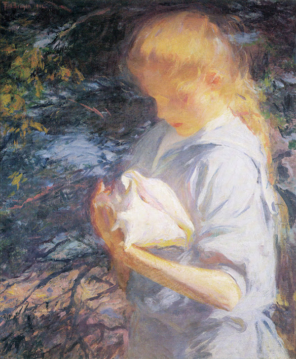 Eleanor Holding a Shell by Frank Weston Benson | Oil Painting Reproduction