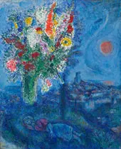 Sleeping Woman with Flowers By Marc Chagall