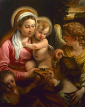 Madonna and Child with Saint Lucy The Infant Saint John The Baptist and an Angel By Annibale Carracci