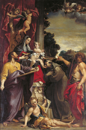 Madonna Enthroned with Saint Matthew By Annibale Carracci