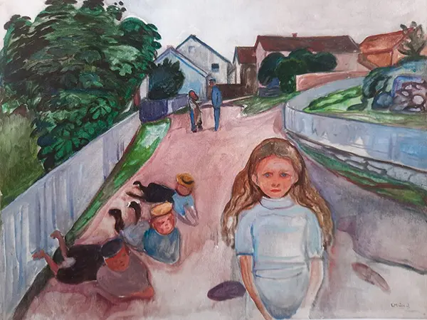 Children Playing in the Street in Asgard Beach By Edvard Munch