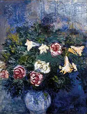 Leaning over Flowers By Marc Chagall