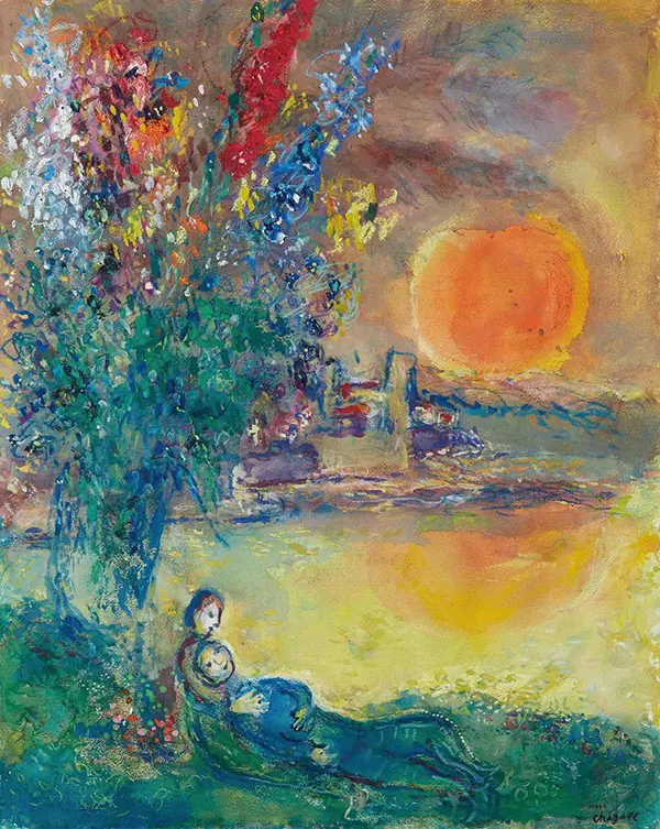 Red Moon at Cap Antibes 1969 By Marc Chagall