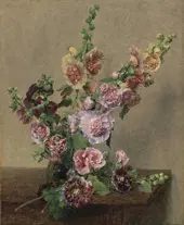 Hollyhocks 1889 By Henri Fantin-Latour